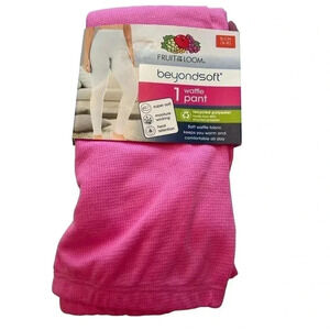 Fruit of the Loom Womens Beyond Soft Pink Waffle Thermal Pants S/ch (4-6)